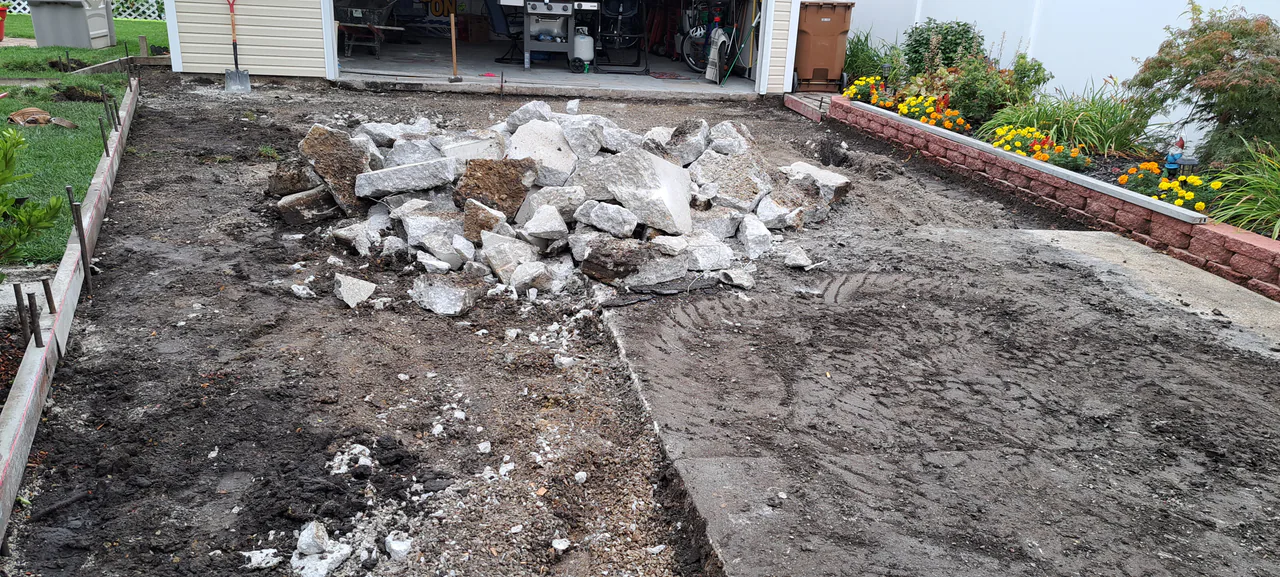 Old concrete teardown rubble
