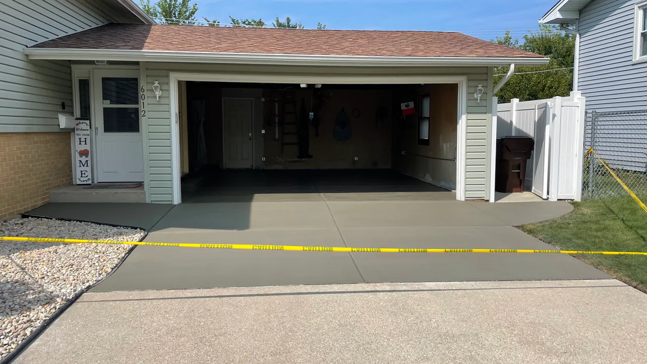 Concrete garage apron and slab